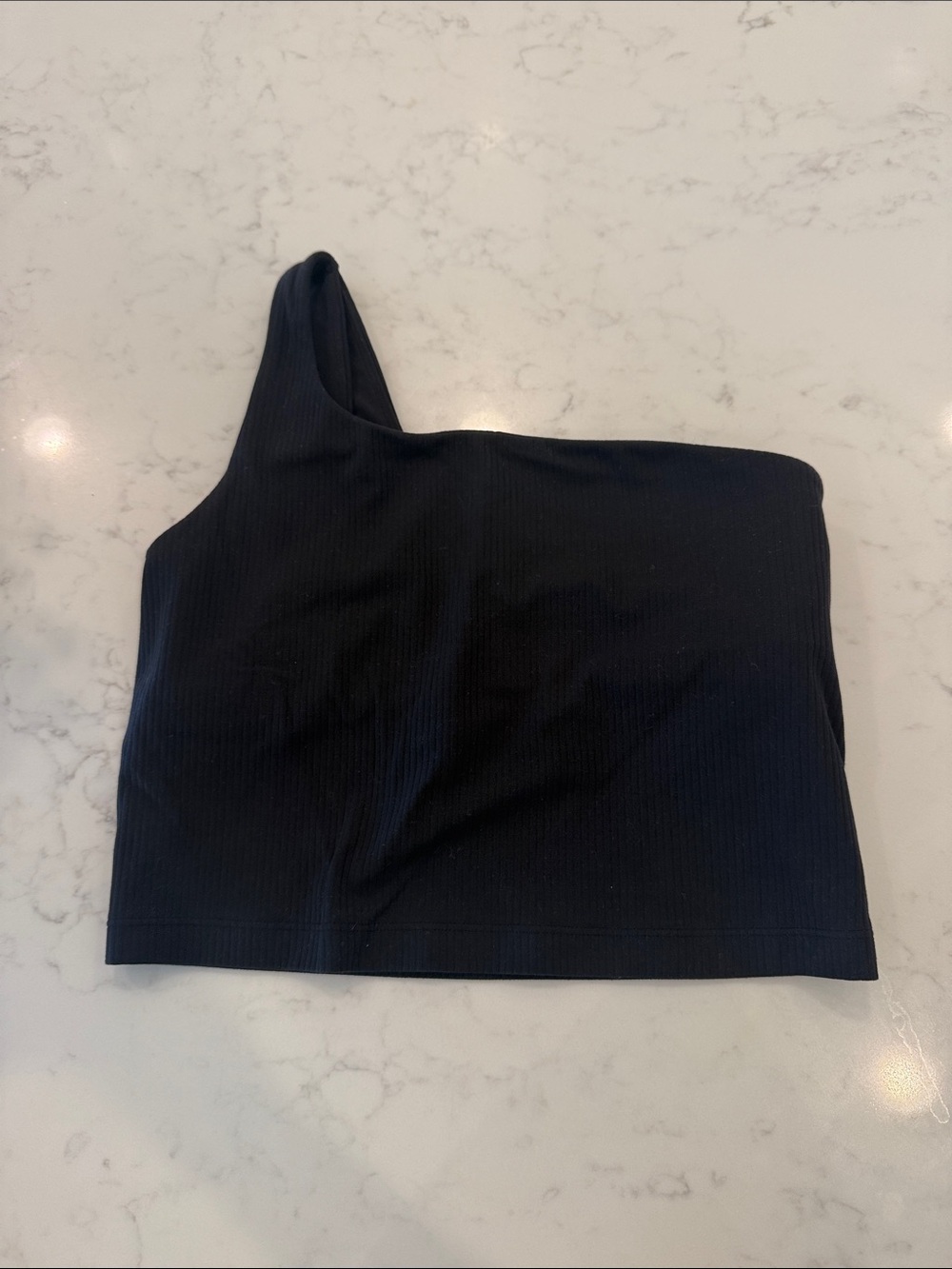 lululemon athletica Black One-Shoulder Ribbed Crop Top with built in bra